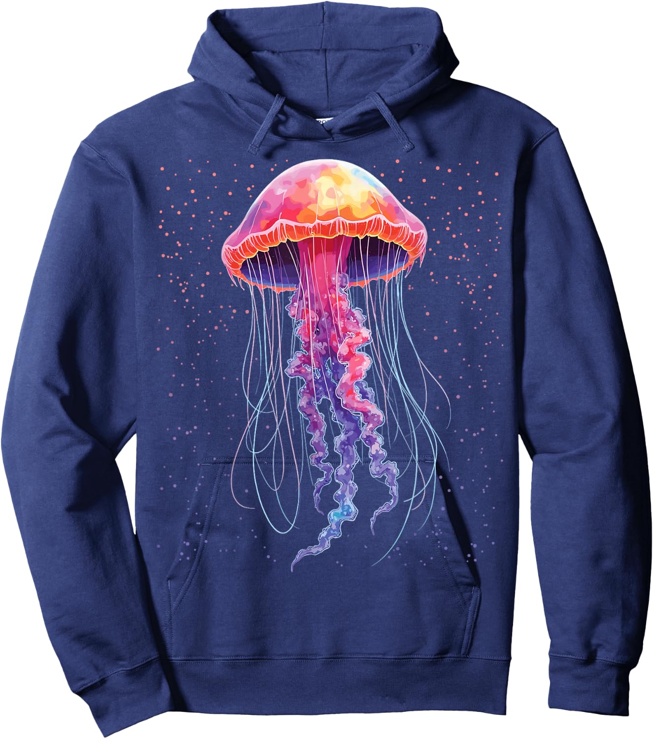 Psychedelic Jellyfish, Colourful Sea Creatures, Ocean Lovers , black Hoodie - Hoodie | Navy