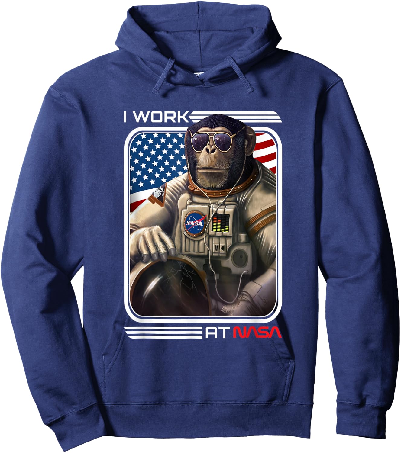 NASA Astronaut monkey Worm logo cool Hoodie - Hoodie | Navy