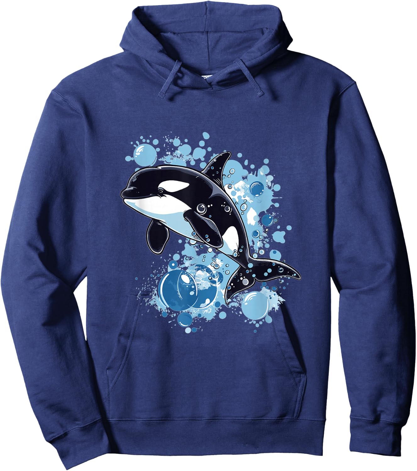 Orca Whale Bubbles Graphic Hoodie - Hoodie | Navy