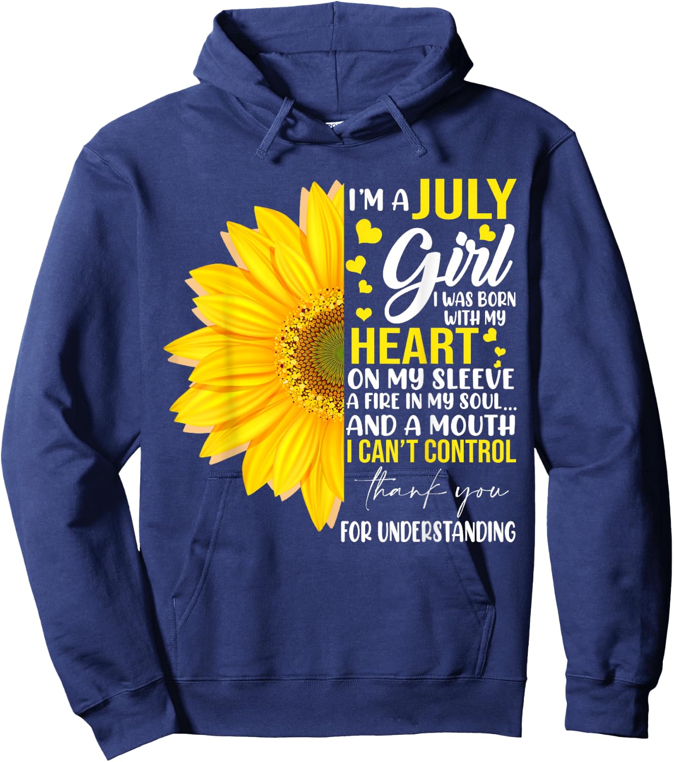 I'm July Girl Sunflower Matching Girl Born On July Birthday Hoodie - Hoodie | Navy