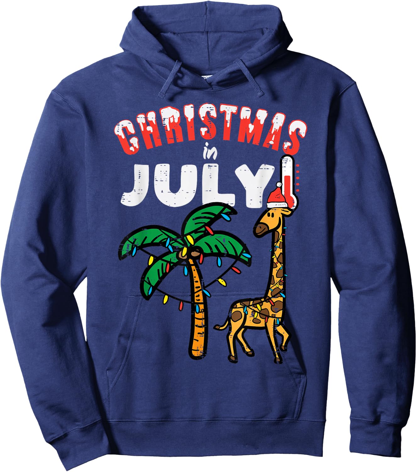 Christmas July Giraffe Palm Tree Cute Xmas Boys Kids Toddler Hoodie - Hoodie | Navy