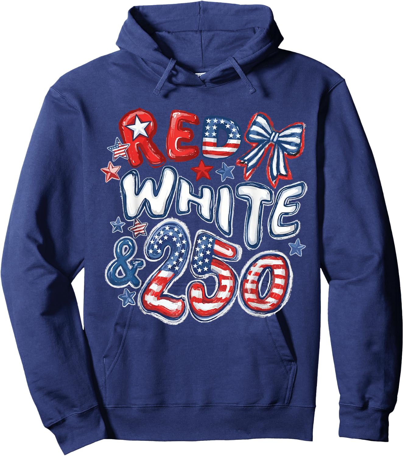Red White and 250 Coquette Preppy 4th of July Hoodie - Hoodie | Navy