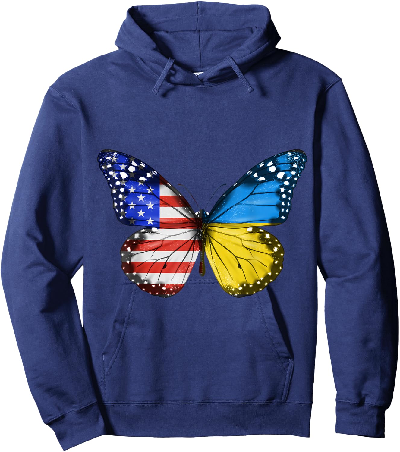 American Ukrainian Flag Butterfly America Ukraine Hoodie - Hoodie | Navy