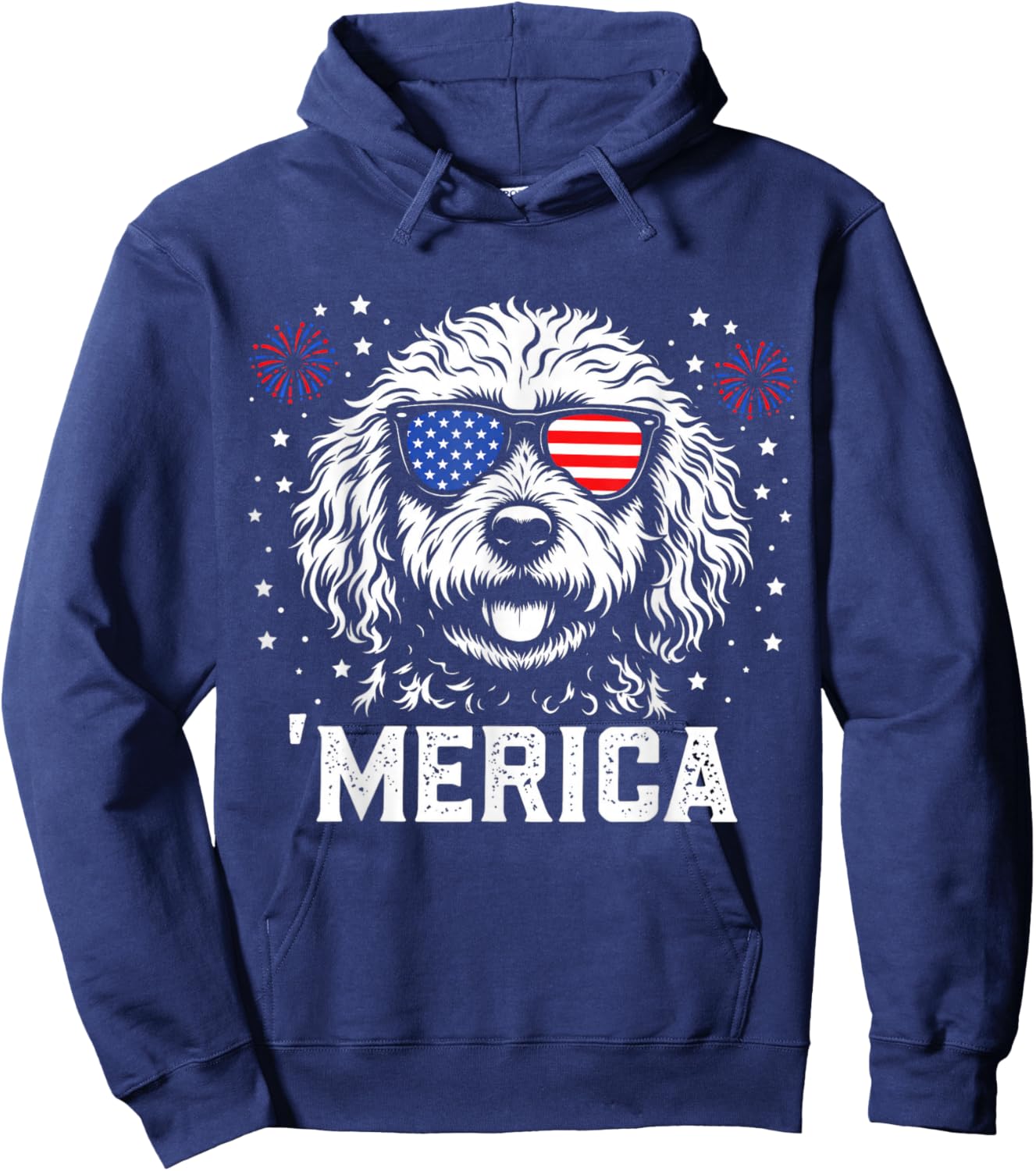 Patriotic Goldendoodle Merica 4th of July Dog Lover Hoodie - Hoodie | Navy