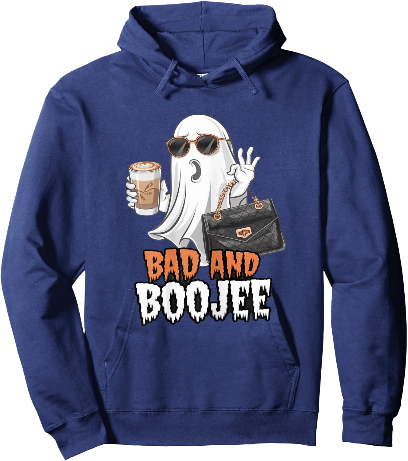 Halloween B00Jee Ghost Funny Spooky Season Bad and Boo-Jee Hoodie - Hoodie | Navy