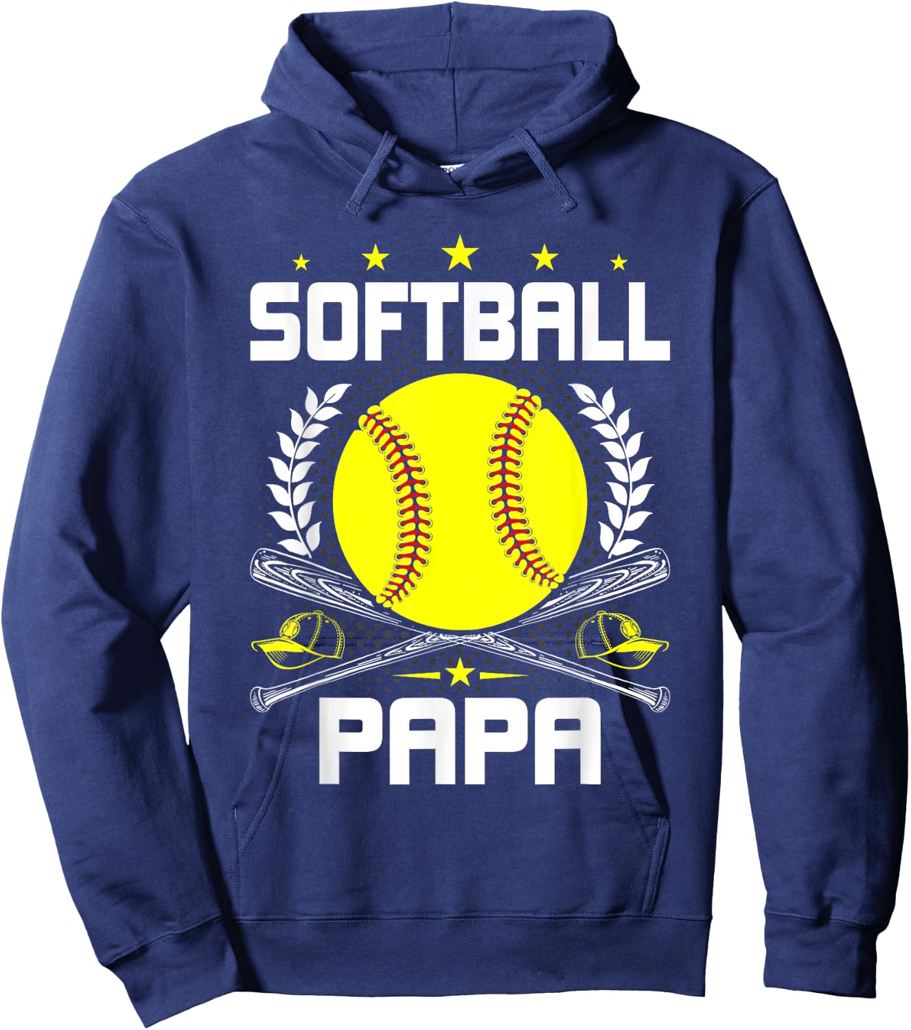 Softball Papa Baseball Lover Dad Hoodie - Hoodie | Navy
