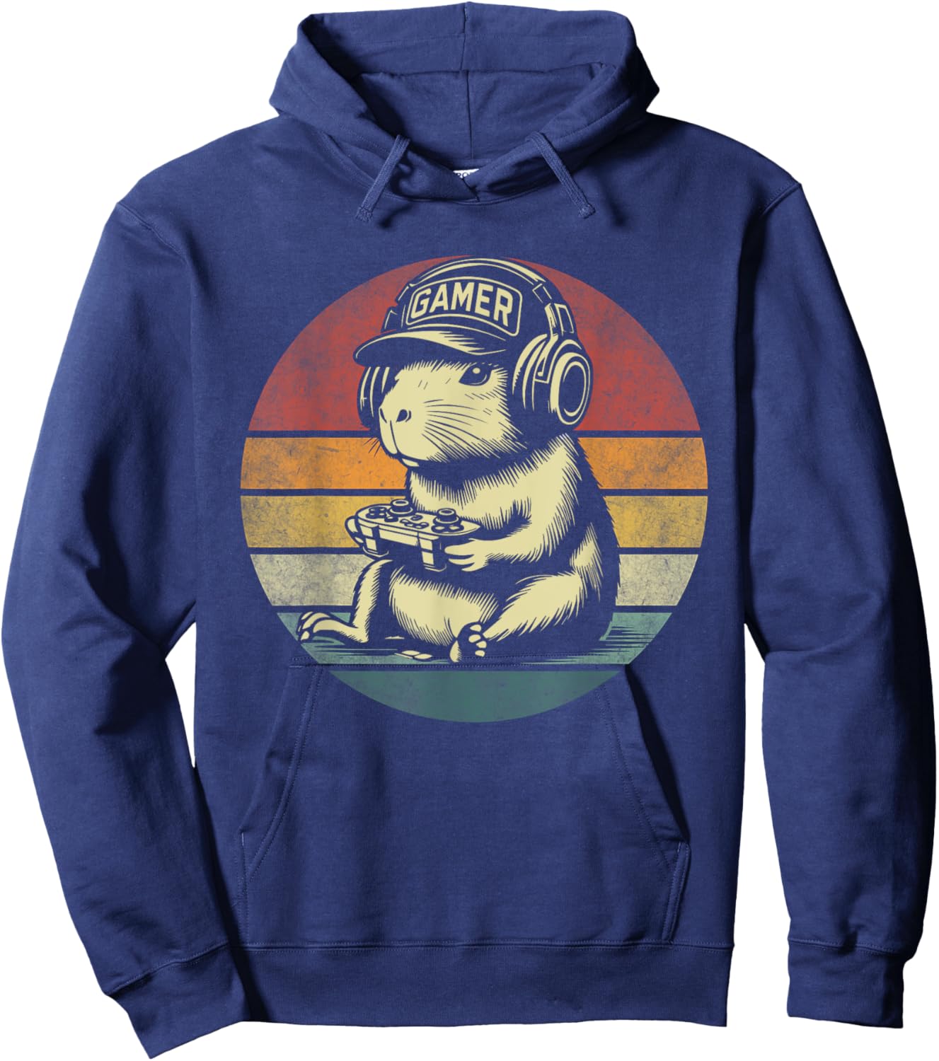 Funny Capybara Gaming Retro Rodent Capybara Video Games Hoodie - Hoodie | Navy