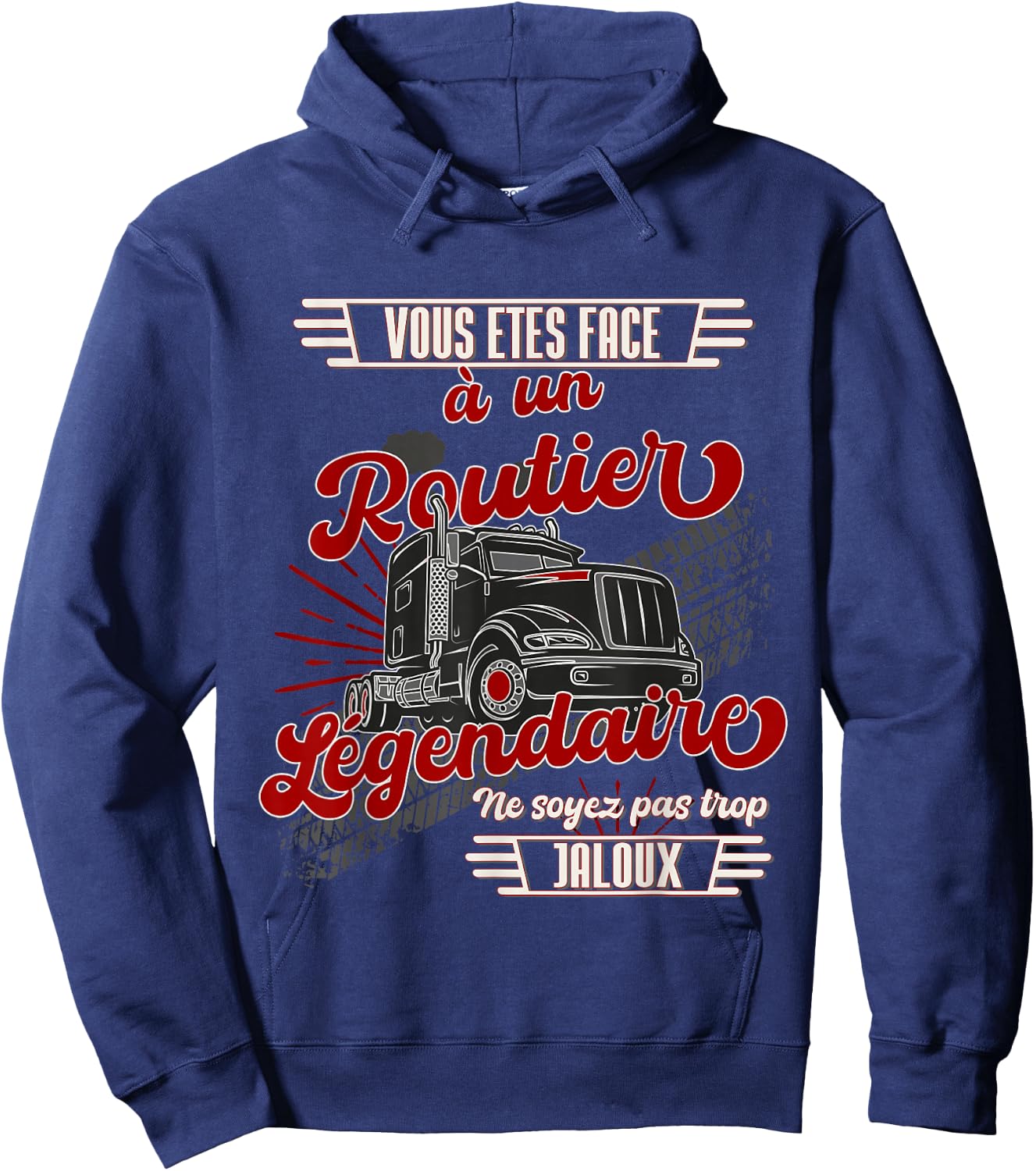 Road Humour Truck Driver Heavy Duty Vintage , Black Hoodie - Hoodie | Navy