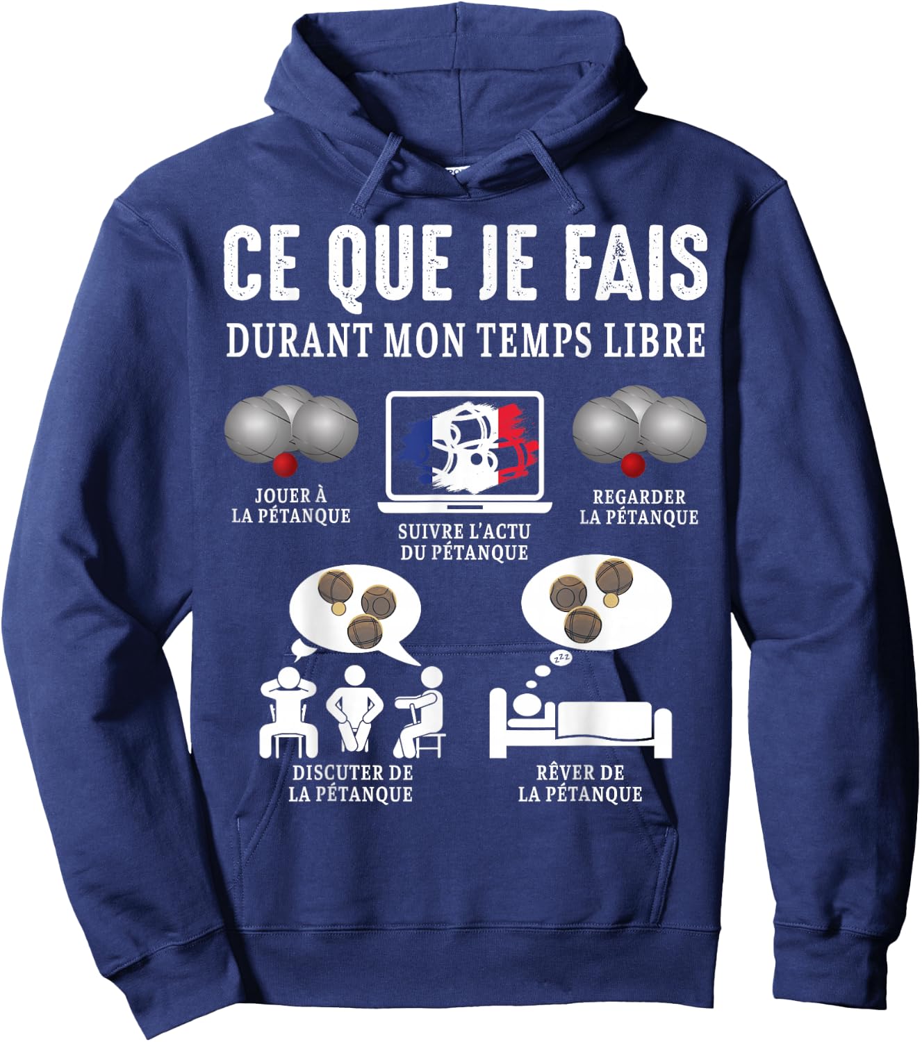 Boccia Boule What I Do Petanque Balls Funny , Black, S Hoodie - Hoodie | Navy