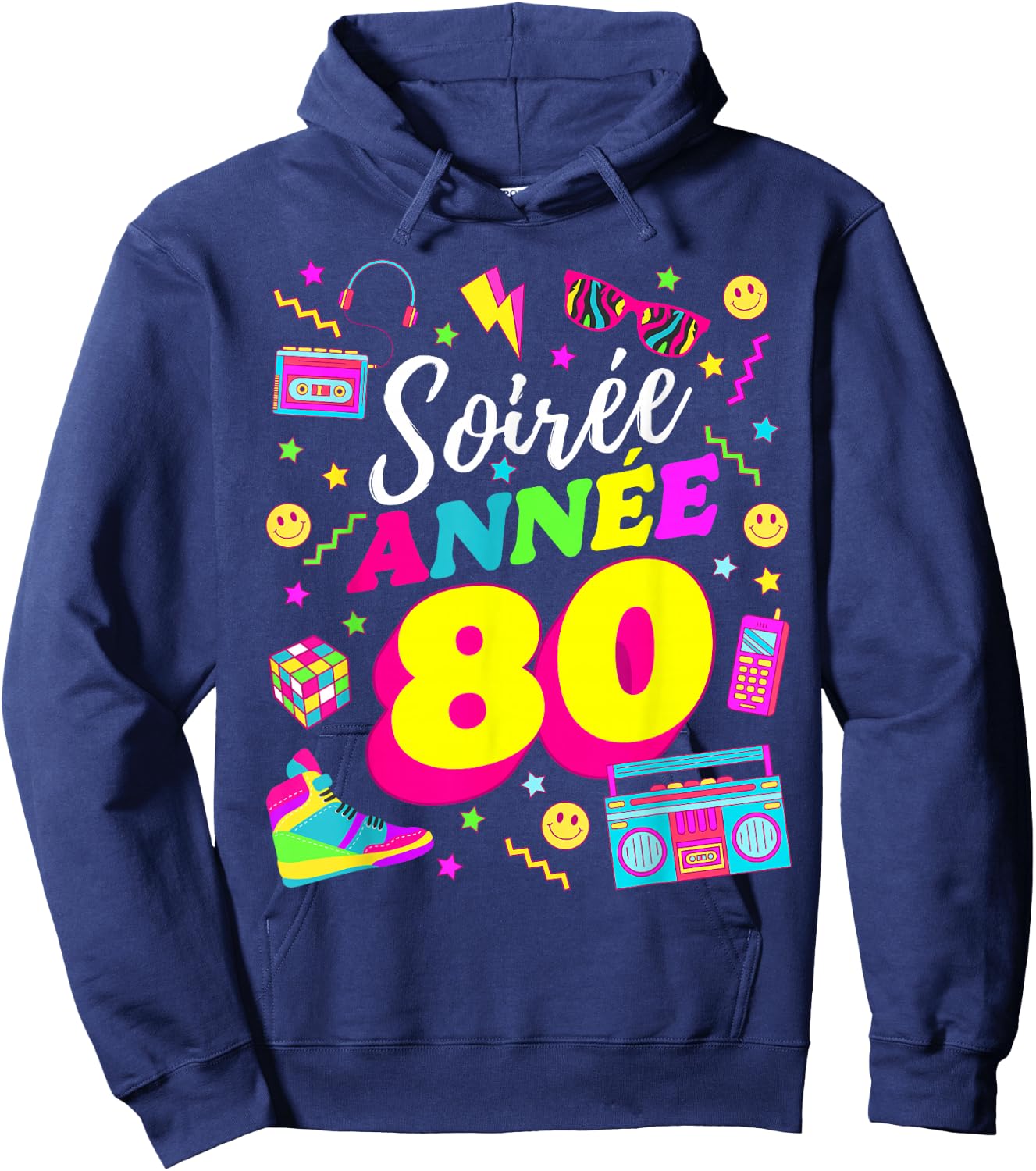 Party 80s Birthday Party 80s Retro Style , Black, S Hoodie - Hoodie | Navy