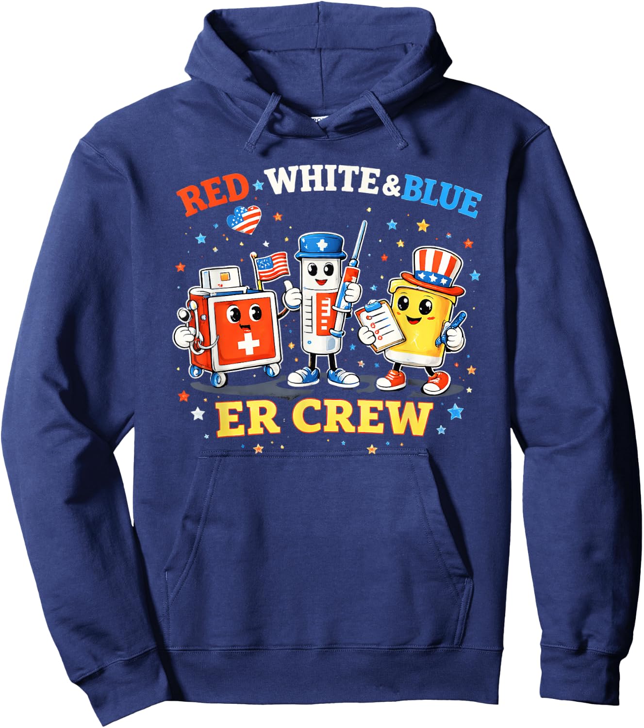 Red White Blue Er Crew Emergency Room 4th of July Hoodie - Hoodie | Navy