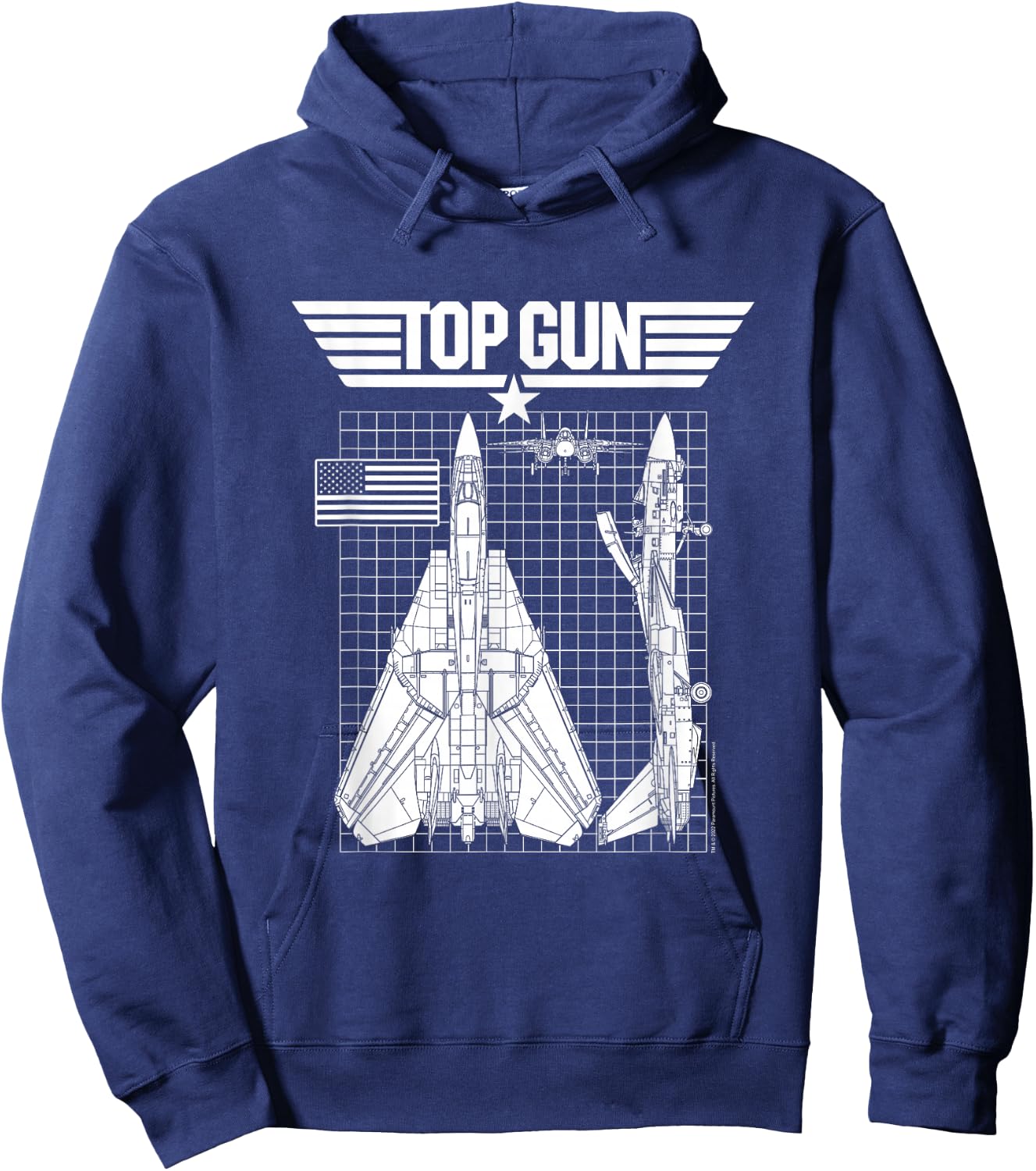 Top Gun F-14 Tomcat Blueprints Action Movie Hoodie - Hoodie | Navy