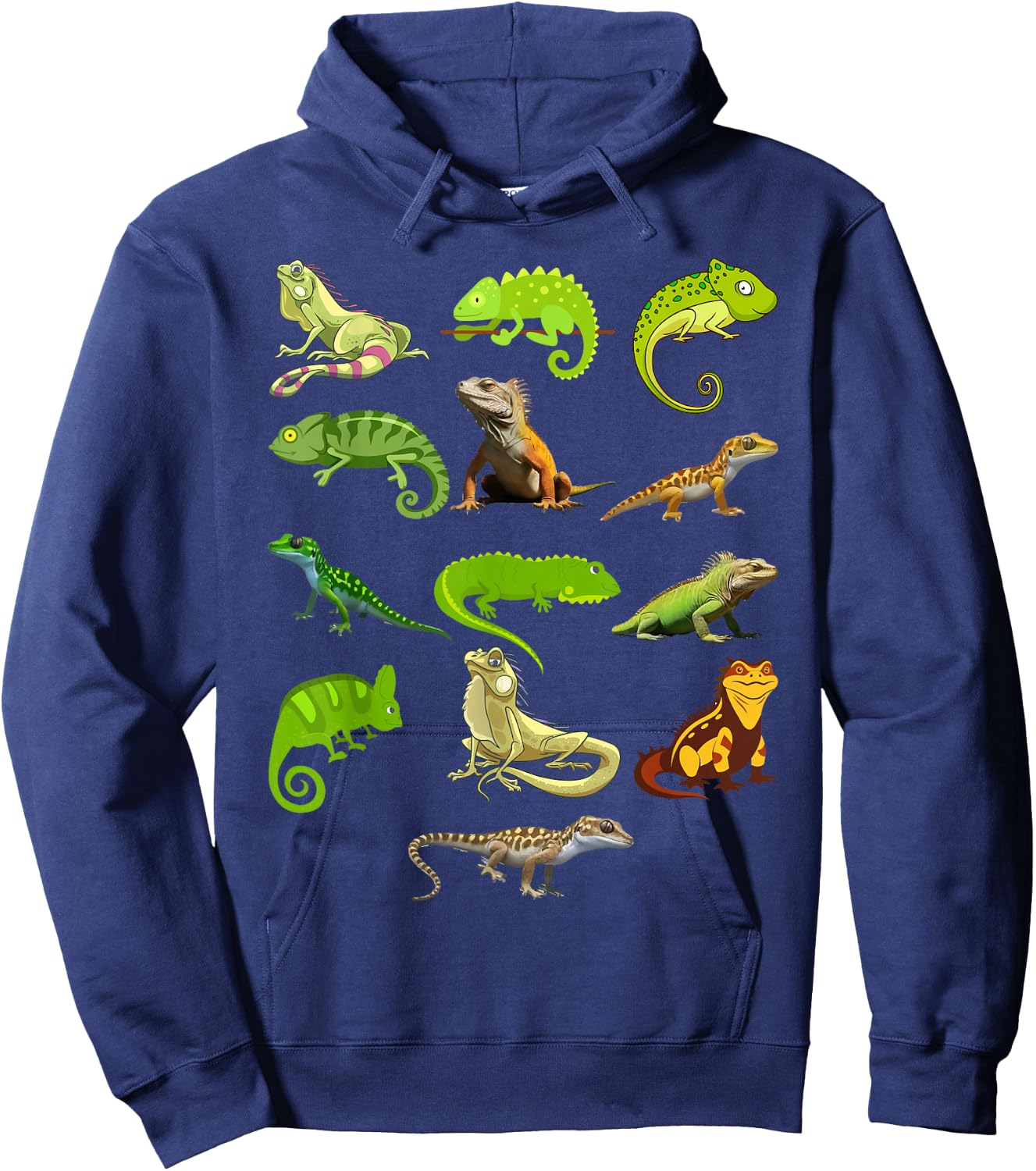 Kids Lizard Collage Bearded Dragon Hoodie - Hoodie | Navy