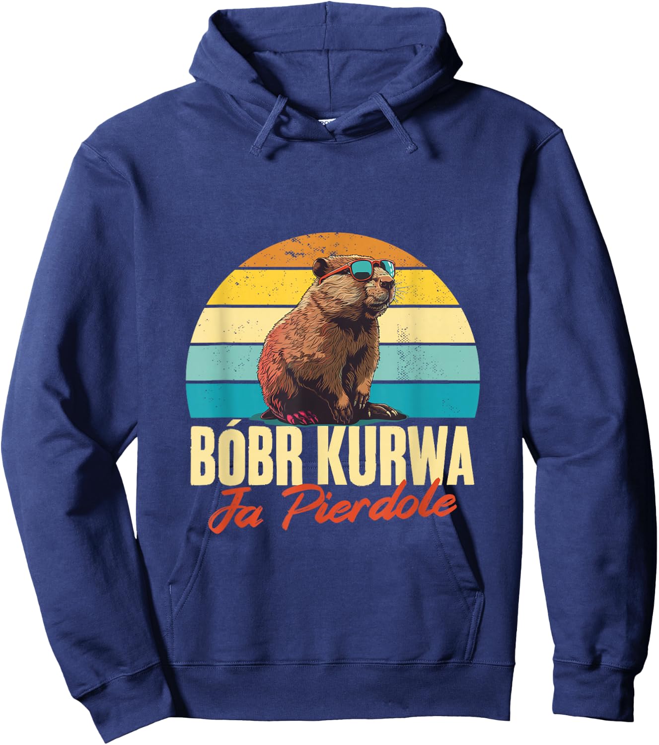 Bobr Kurwa - Retro Bober Beaver Bobr Hoodie - Hoodie | Navy