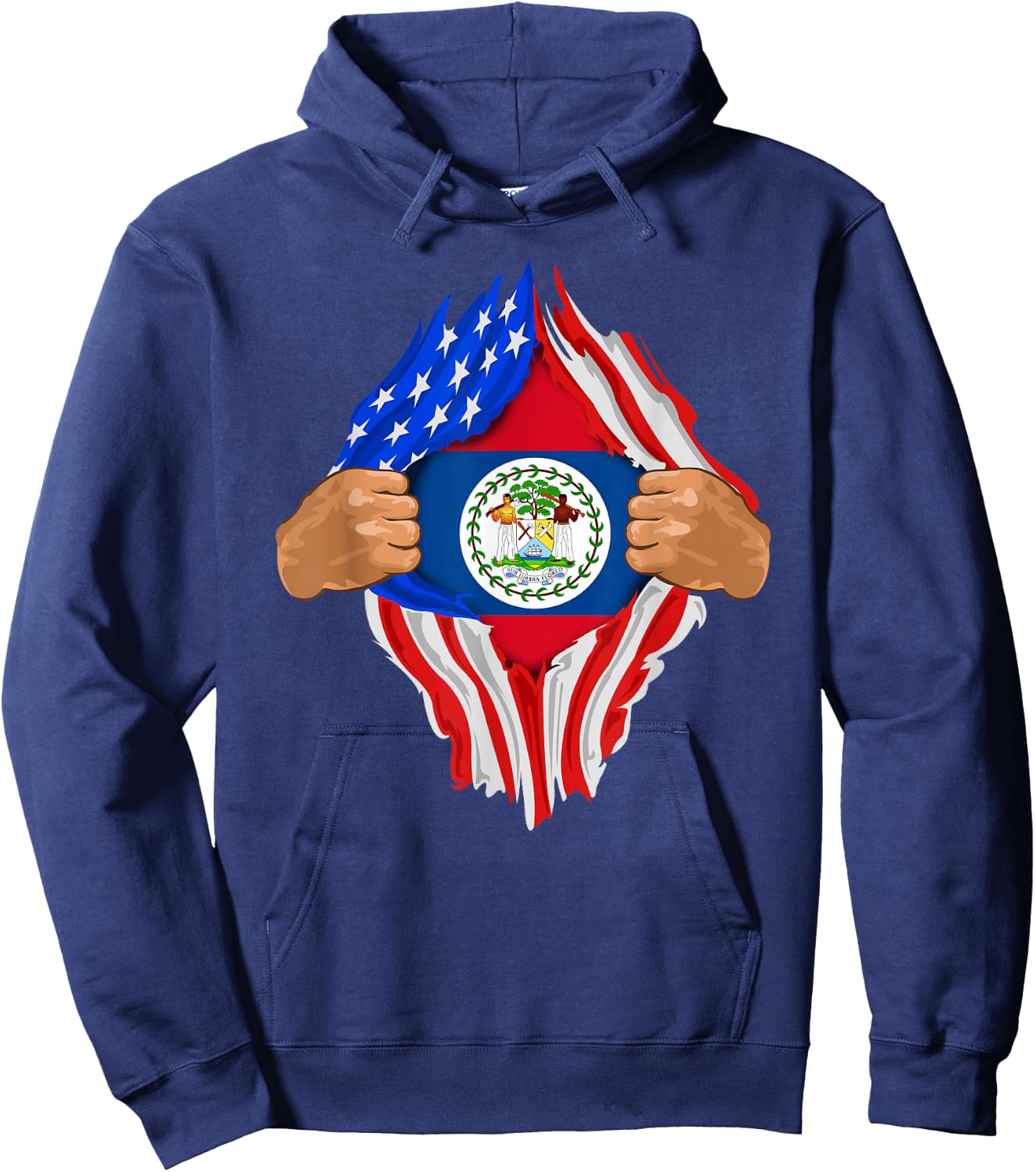 Belizean Blood Inside Me | Belize Flag Gift Hoodie - Hoodie | Navy