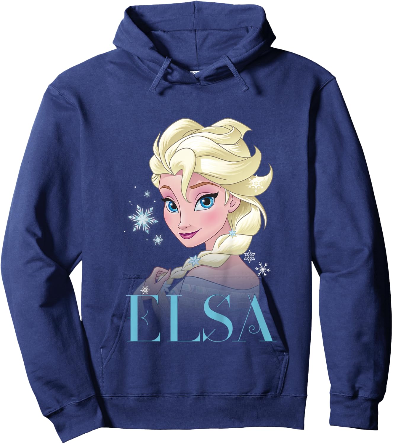 Children's Frozen Elsa Snowflake Portrait , White Hoodie - Hoodie | Navy