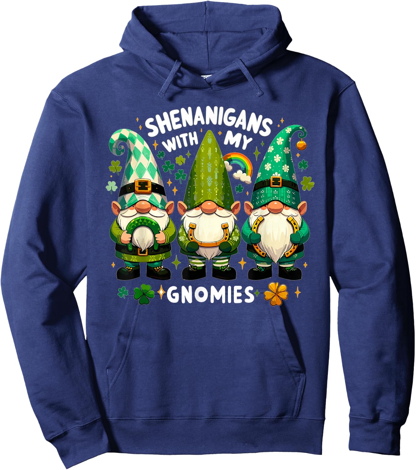St Patricks Day Shirt Women - Shenanigans With My Gnomies Hoodie - Hoodie | Navy