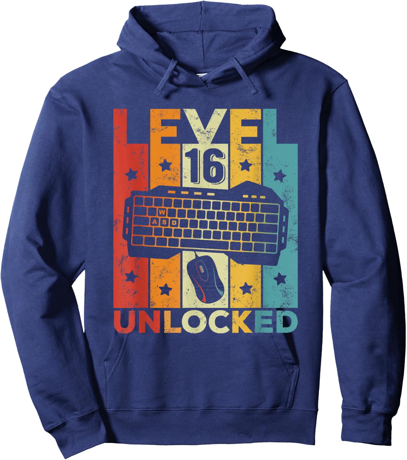 Level 16 Unlocked Gaming Keyboard 16 Birthday Boy Girl Gamer Hoodie - Hoodie | Navy