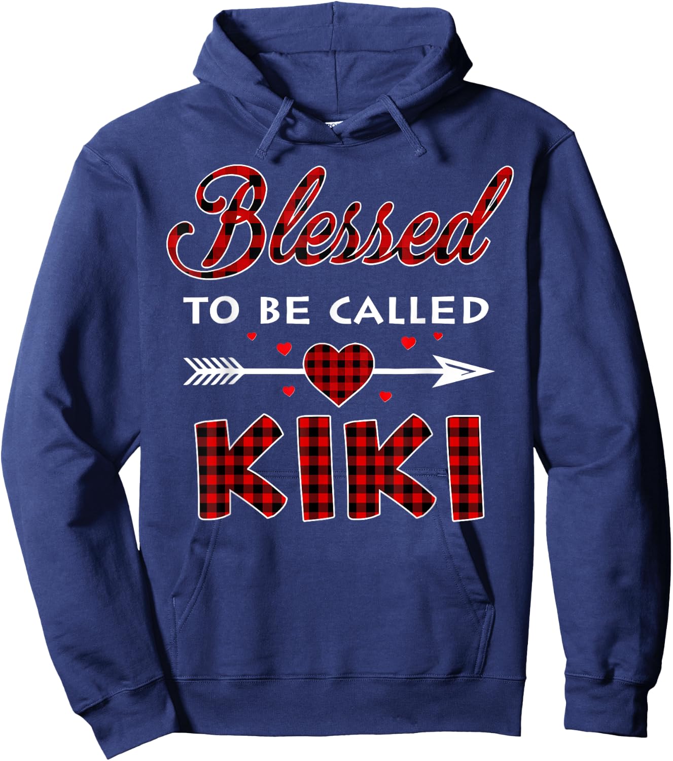 Blessed To Be Called Kiki Plaid Christmas Thanksgiving Hoodie - Hoodie | Navy