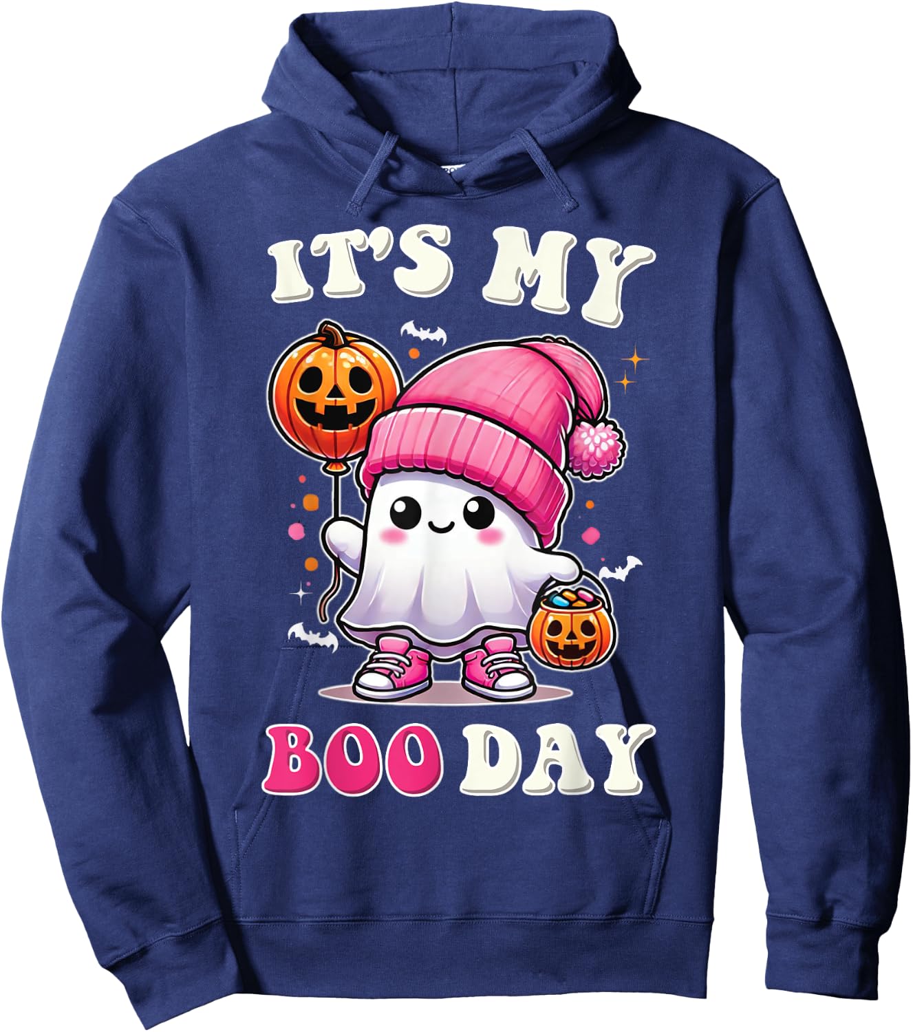 Its My Boo Day , Cute Halloween Birthday Ghost Girl Kids Hoodie - Hoodie | Navy
