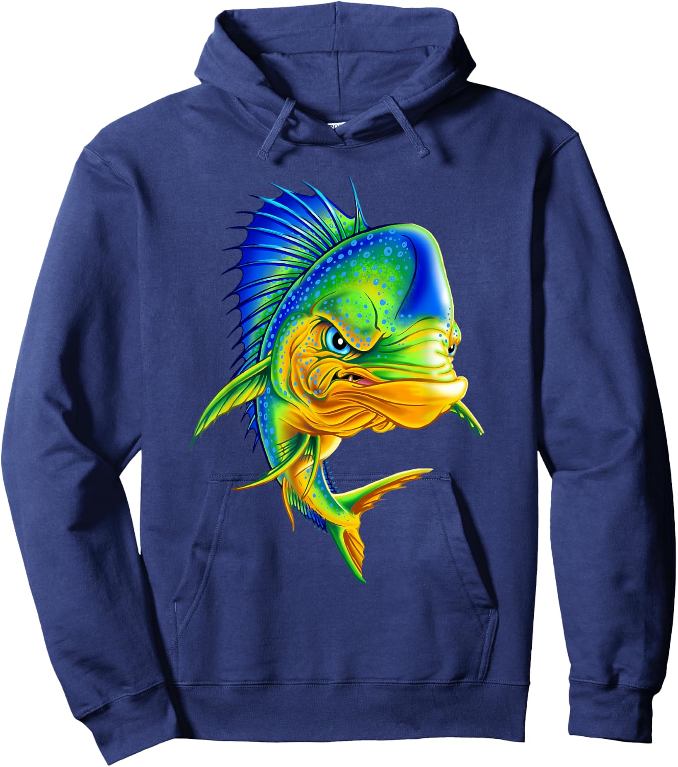 Angry Mahi Mahi Fish Sport Fishing Fisherman Sea Crew Hoodie - Hoodie | Navy