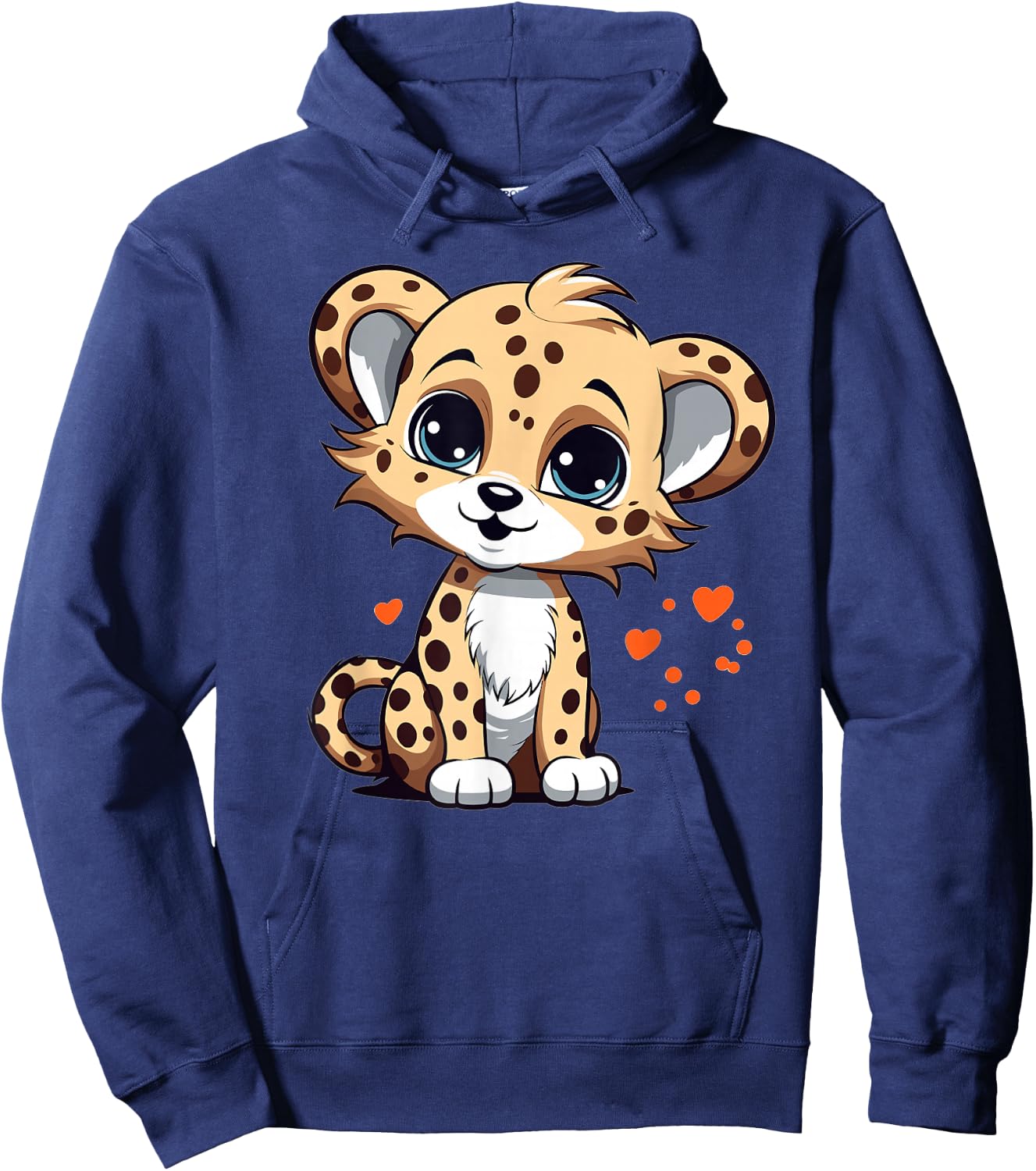 Cute Cheetah with Hearts I Kids Cheetah Hoodie - Hoodie | Navy