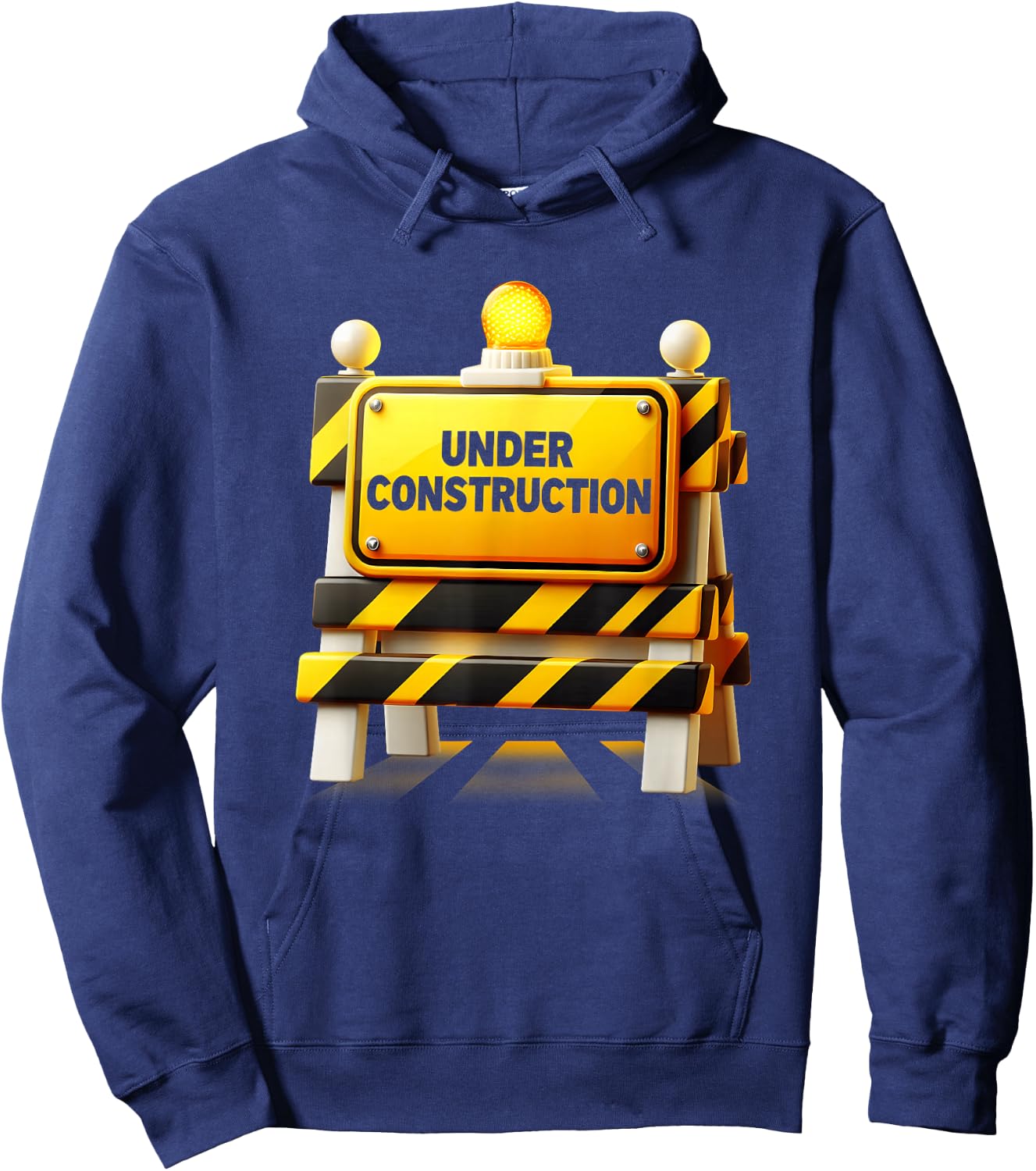 Luminous Yellow Construction Sign with Warning Light Hoodie - Hoodie | Navy