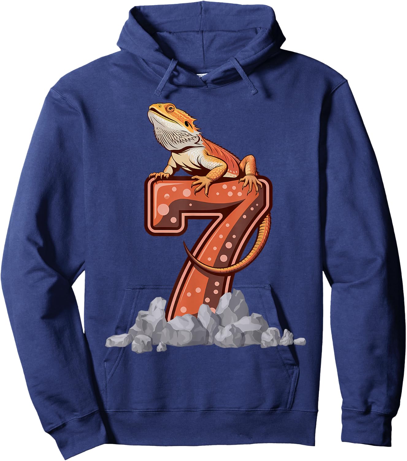 7 Year Old Bearded dragon Reptile 7th Birthday Party B-day Hoodie - Hoodie | Navy