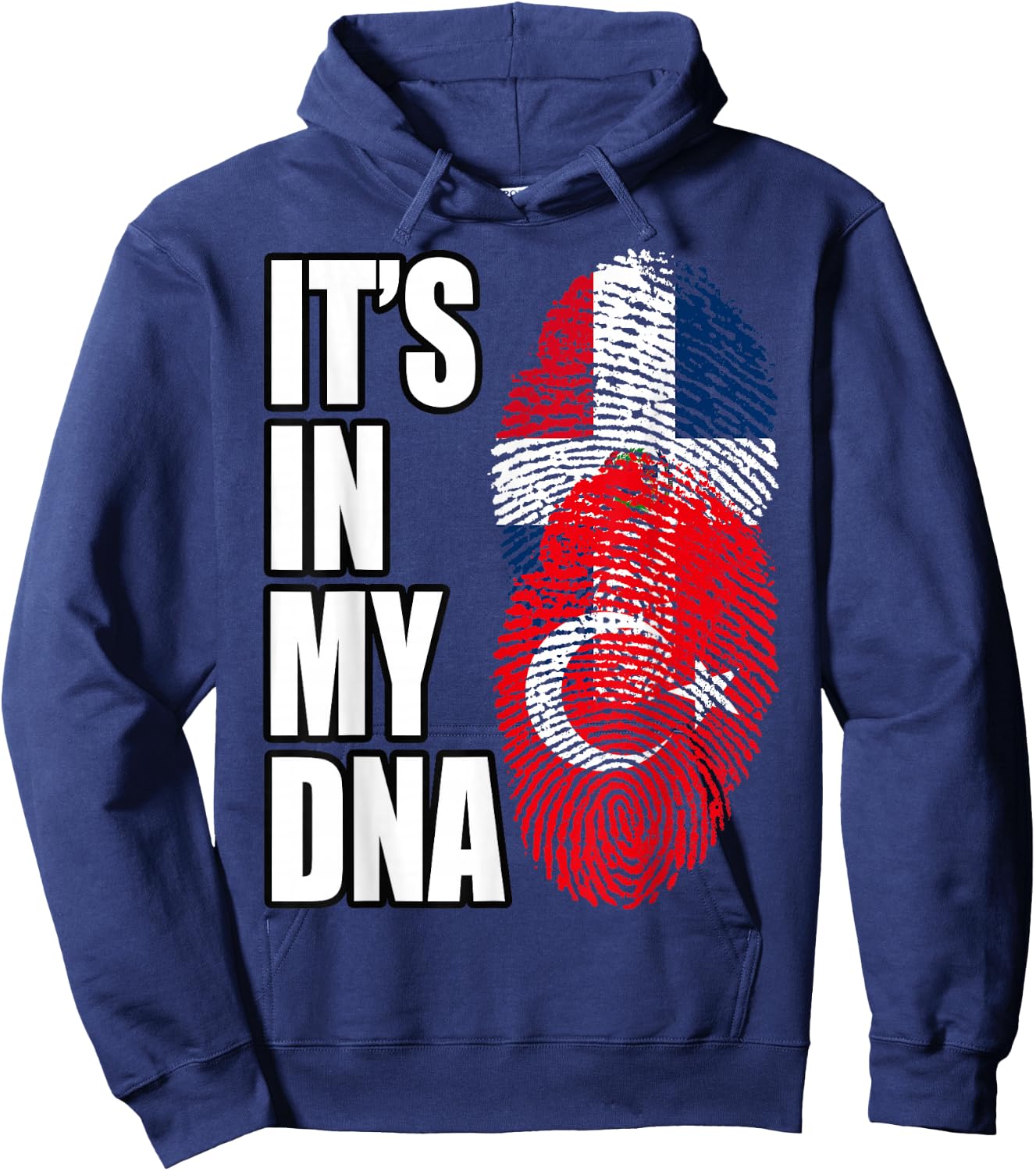 Turkish and Dominican Mix Heritage DNA Flag Hoodie - Hoodie | Navy