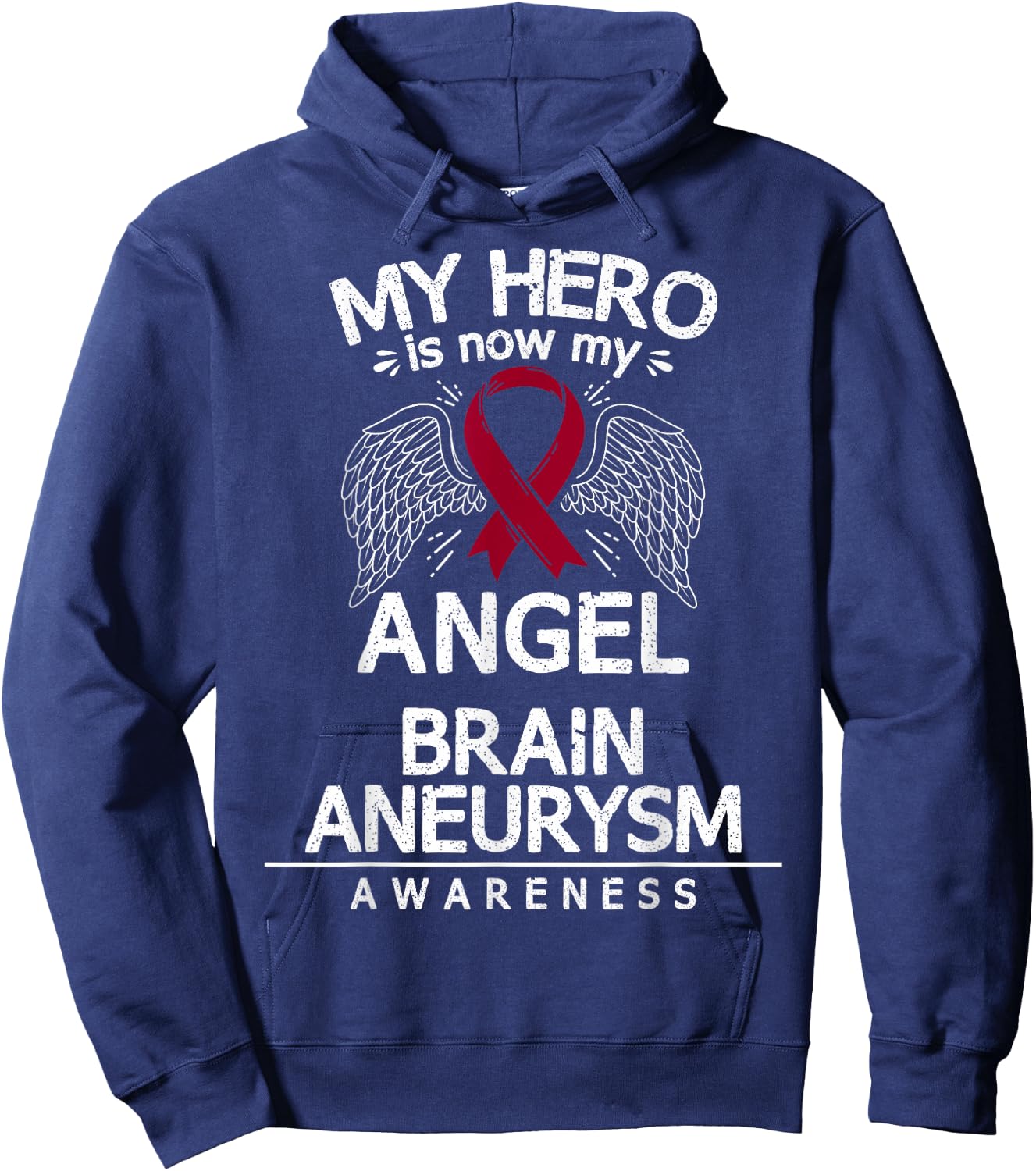 Brain Aneurysm Awareness Gift Burgundy Ribbon Hoodie - Hoodie | Navy