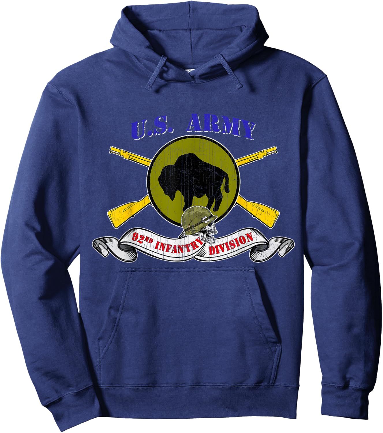 92nd Infantry Division 92nd ID Veteran Vintage Gifts Hoodie - Hoodie | Navy