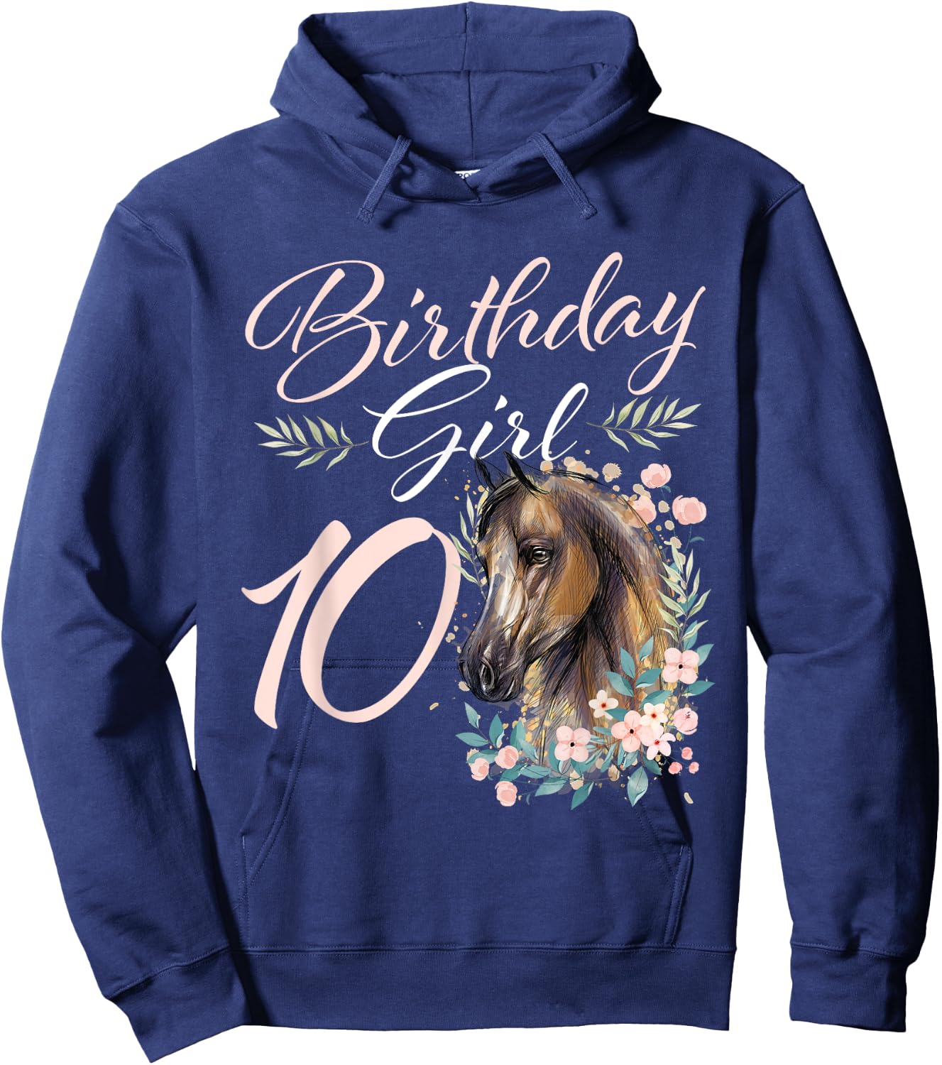 10th Birthday Girl Horse Lover 10 Years Old Bday Hoodie - Hoodie | Navy