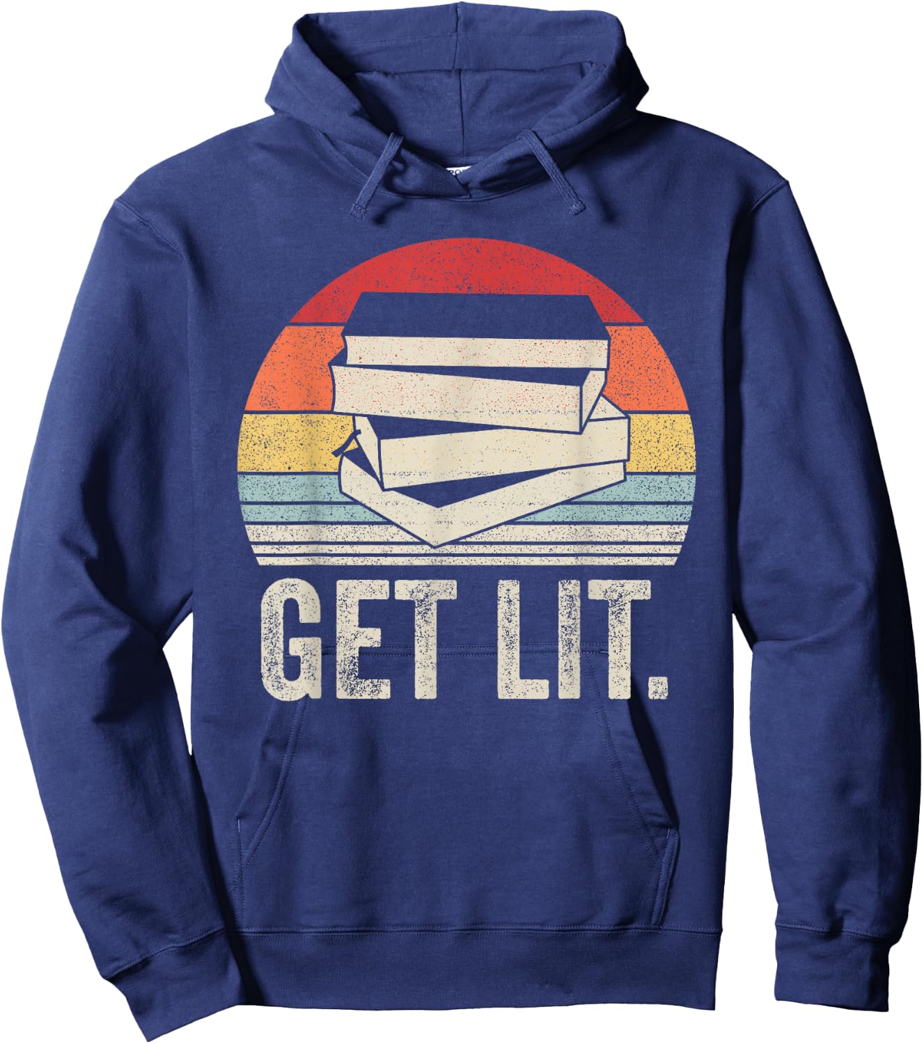 Vintage Retro Get Lit With Books Book Reading Lover Gifts Hoodie - Hoodie | Navy