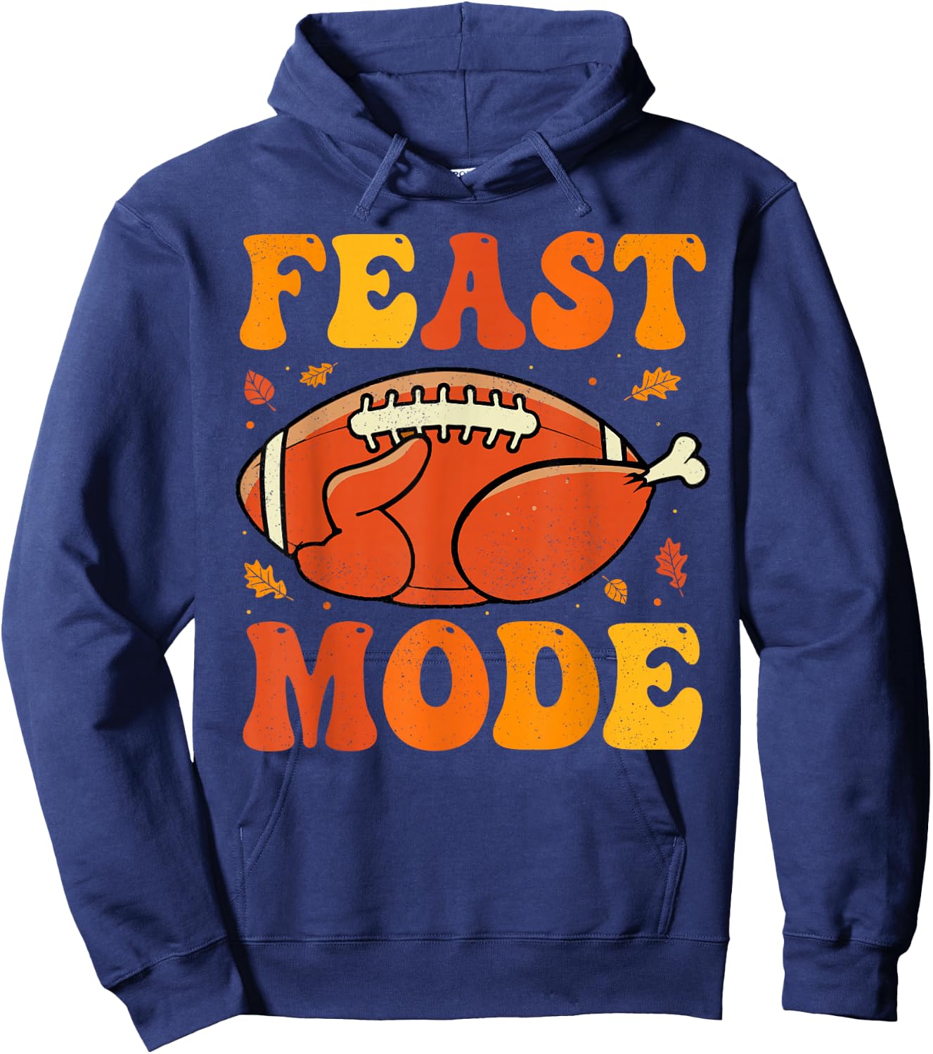 Funny Thanksgiving Football Turkey Player Men Women Groovy Hoodie - Hoodie | Navy