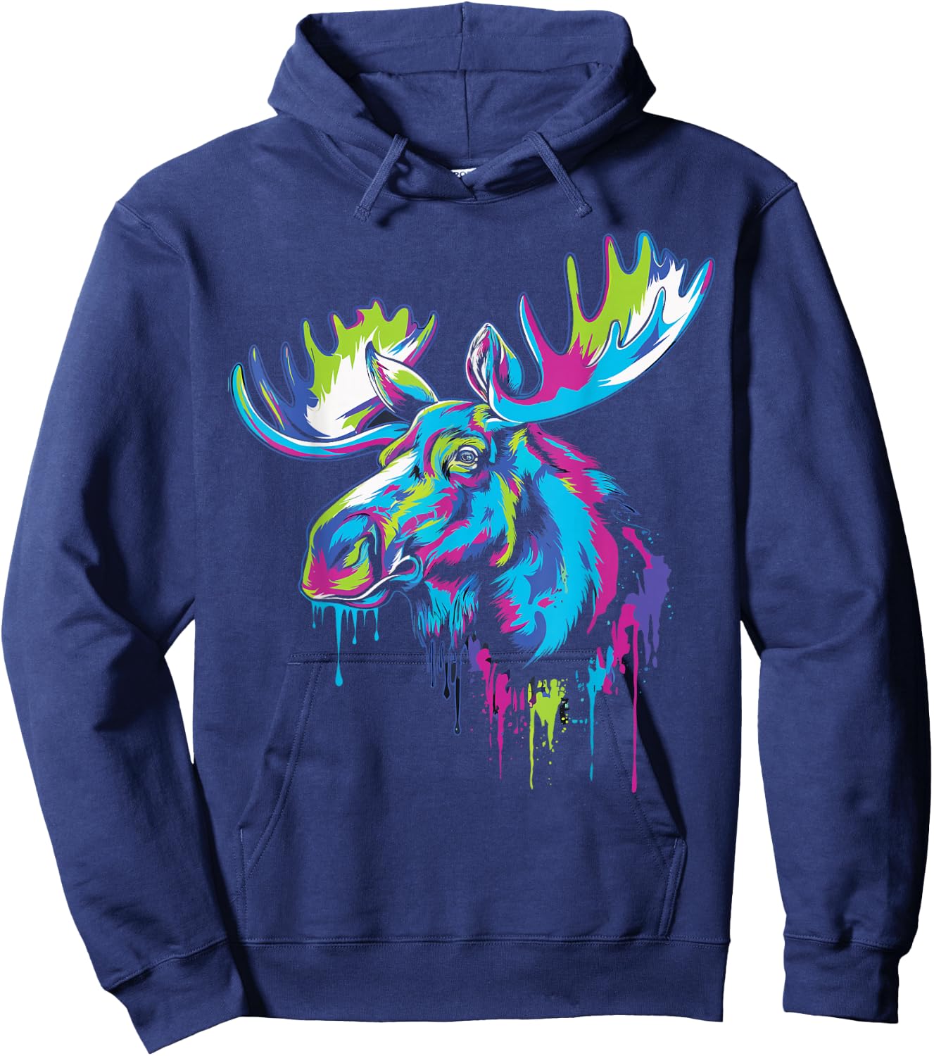 Moose Graphic , -Adults, Black, Small, Short Sleeve, , Modern, Classic, Graphic, , 1 Count Hoodie - Hoodie | Navy