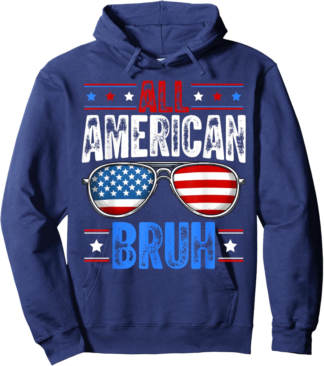 4th of July All American Bruh Patriotic Boys Kids Hoodie - Hoodie | Navy