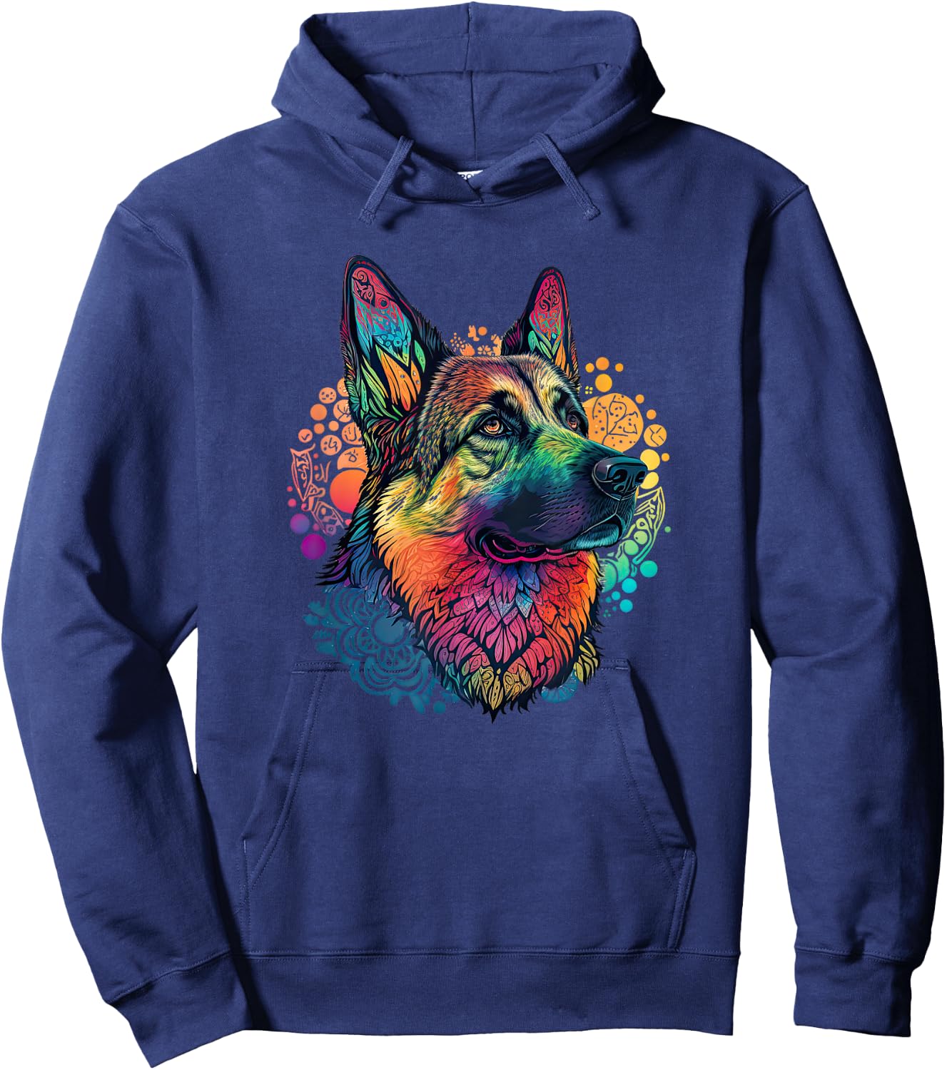 Funny German shepherd Dog Hippie Mandala Hoodie - Hoodie | Navy