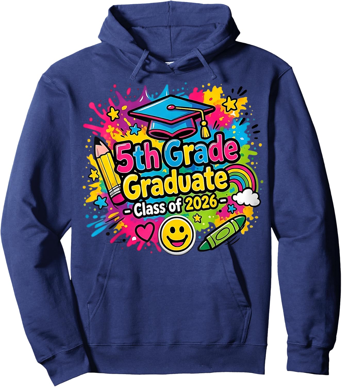 5th Grade Graduate 2026 School Graduation Sign 2 Sides Hoodie - Hoodie | Navy
