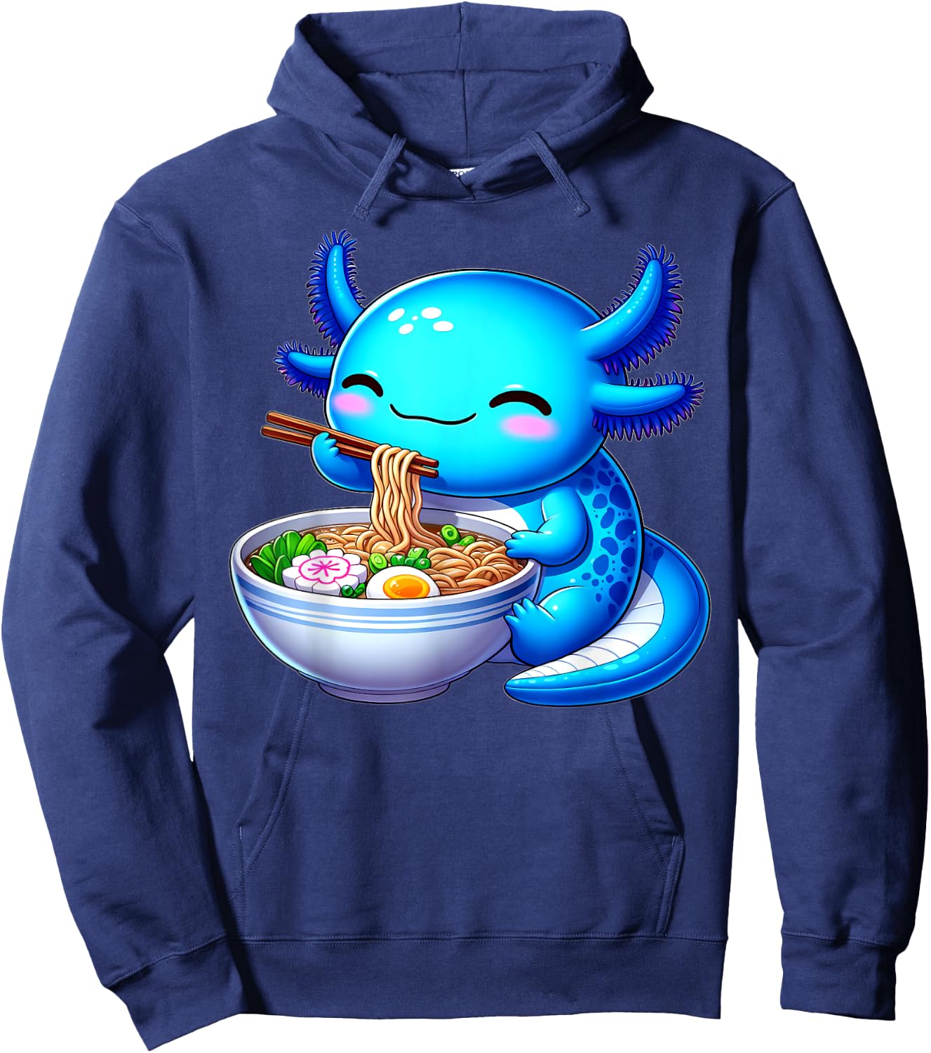 Anime Kawaii Axolotl Food Ramen Noodles Kids Teen Girls Boy , black Hoodie - Hoodie | Navy