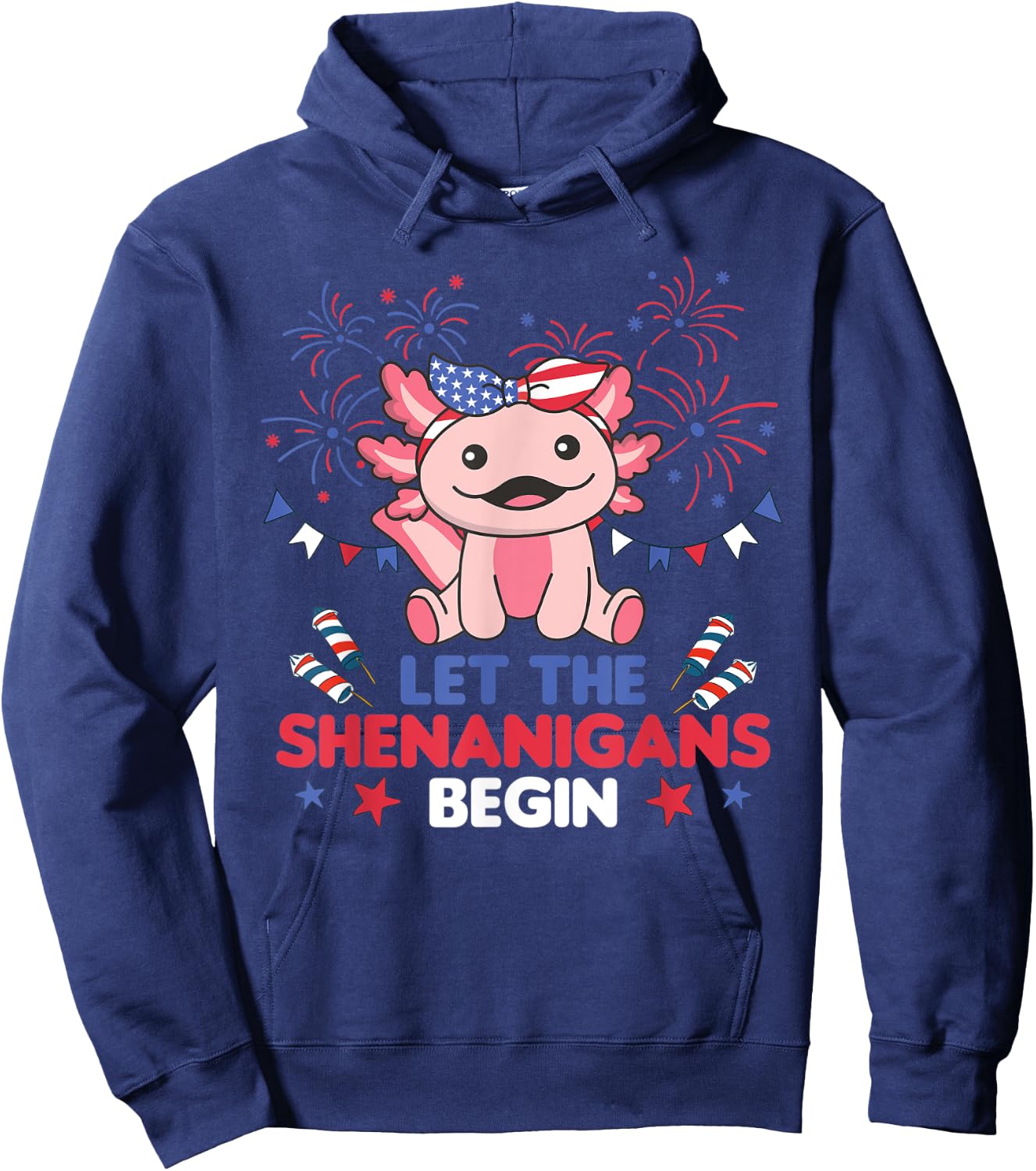 4th Of July American Axolotl For Kids Cute Usa Axolotl Hoodie - Hoodie | Navy