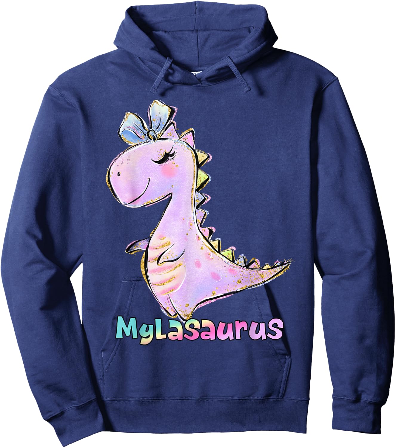 Myla Shirt Girl Dinosaur Birthday Party Name Mylasaurus Hoodie - Hoodie | Navy