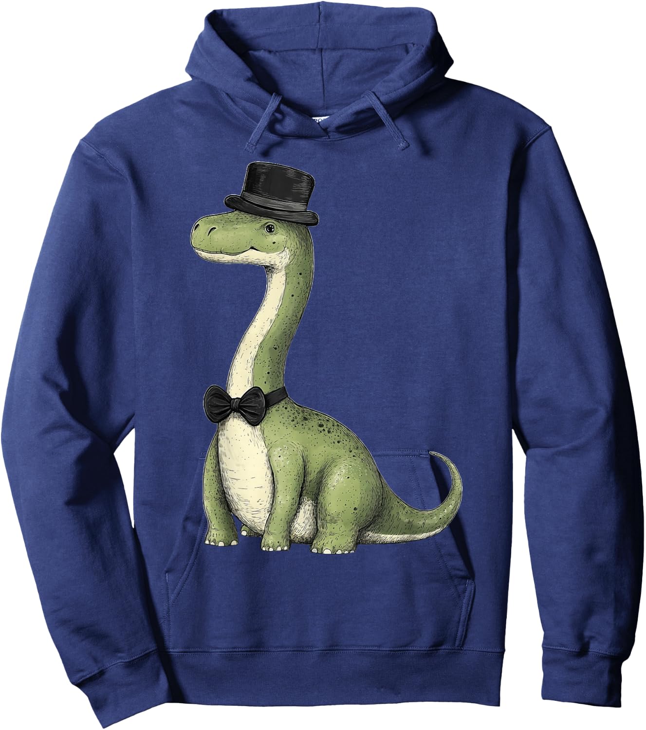 Brachiosaurus Dinosaur Wearing A Hat And Bowtie Hoodie - Hoodie | Navy