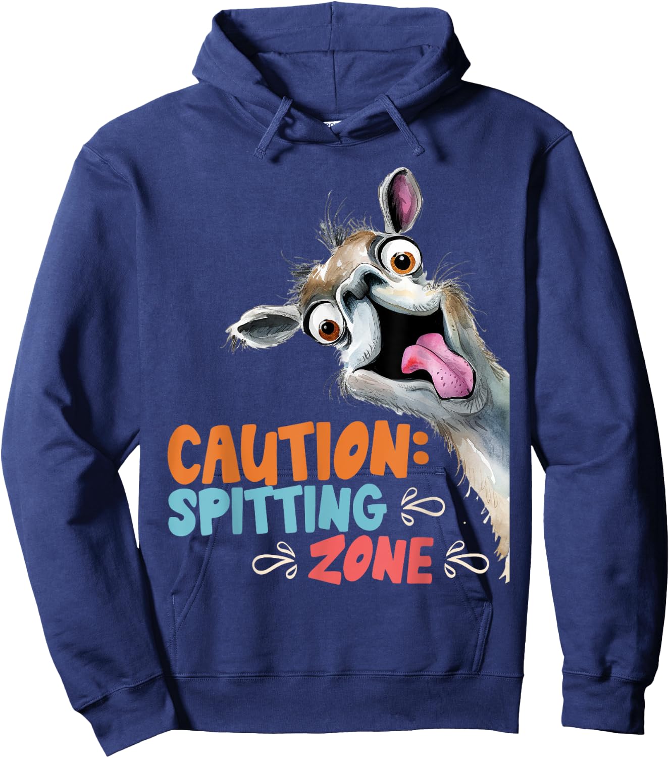 Lama CAUTION SPITTING ZONE Funny Alpaca Hoodie - Hoodie | Navy