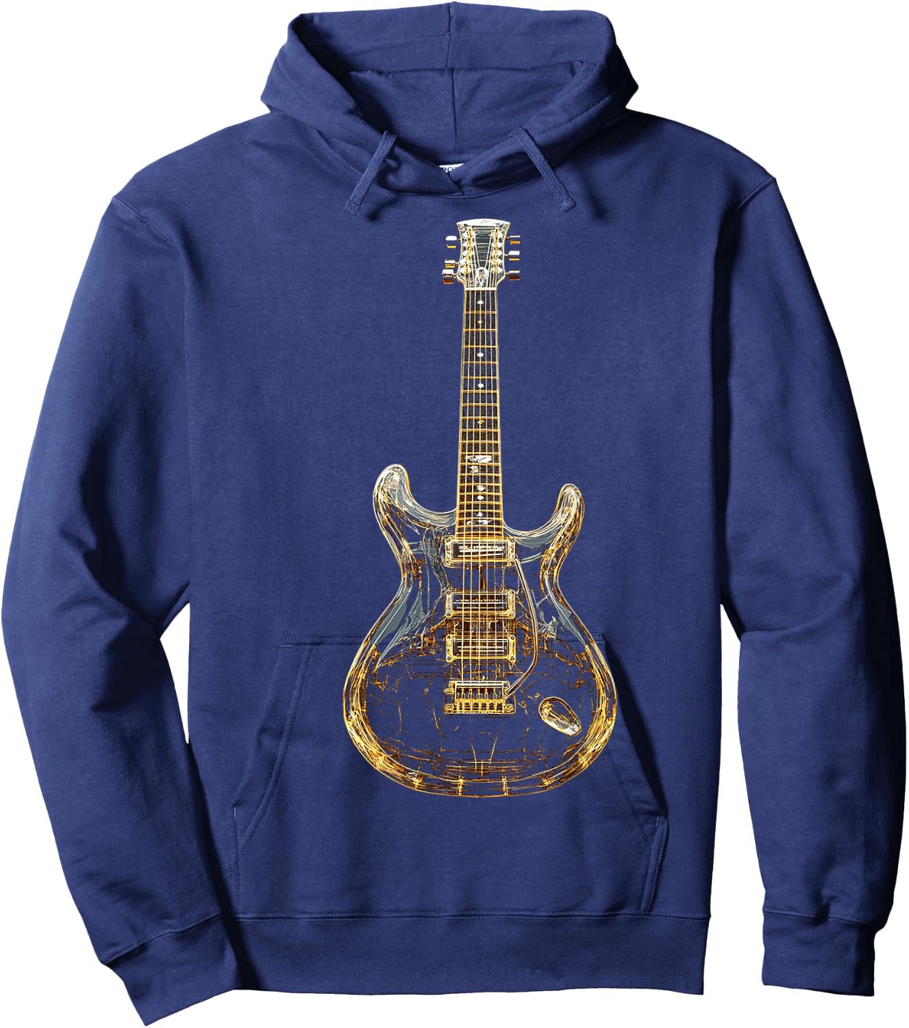 Guitar Musical Instrument Pattern Illustration Guitar , Black, S Hoodie - Hoodie | Navy