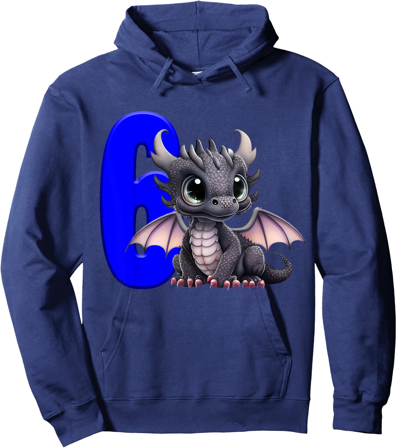 6th Birthday Shirt Dragon Party Birthday Boy Blue Kids 6 Six Hoodie - Hoodie | Navy