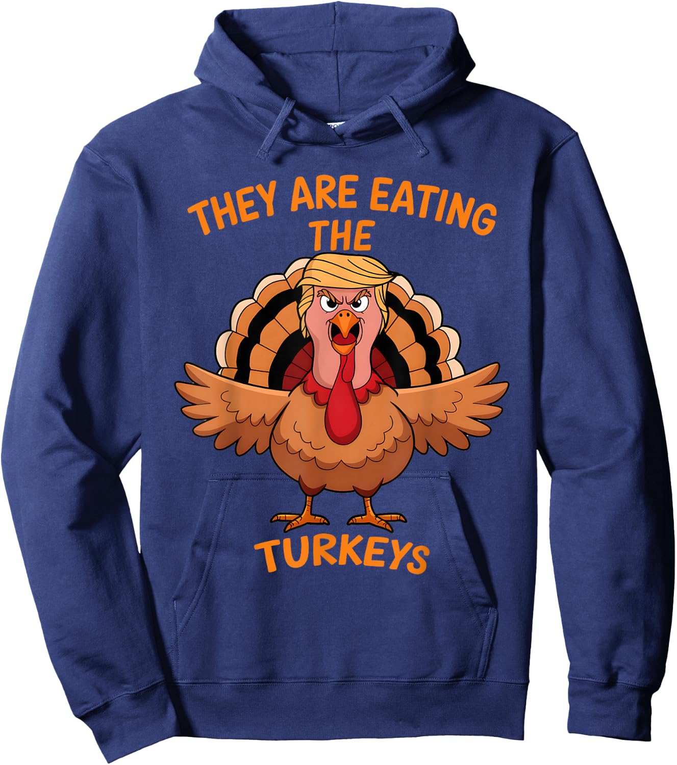 Funny Thanksgiving Turkey - -Adults, Black, Small, Short Sleeve, Classic Fit, Cotton Hoodie - Hoodie | Navy