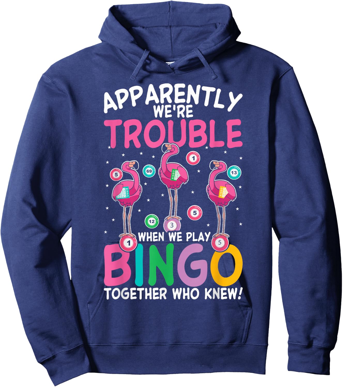 Funny Bingo Flamingo Funny Girls Night Bingo Sisters Hoodie - Hoodie | Navy