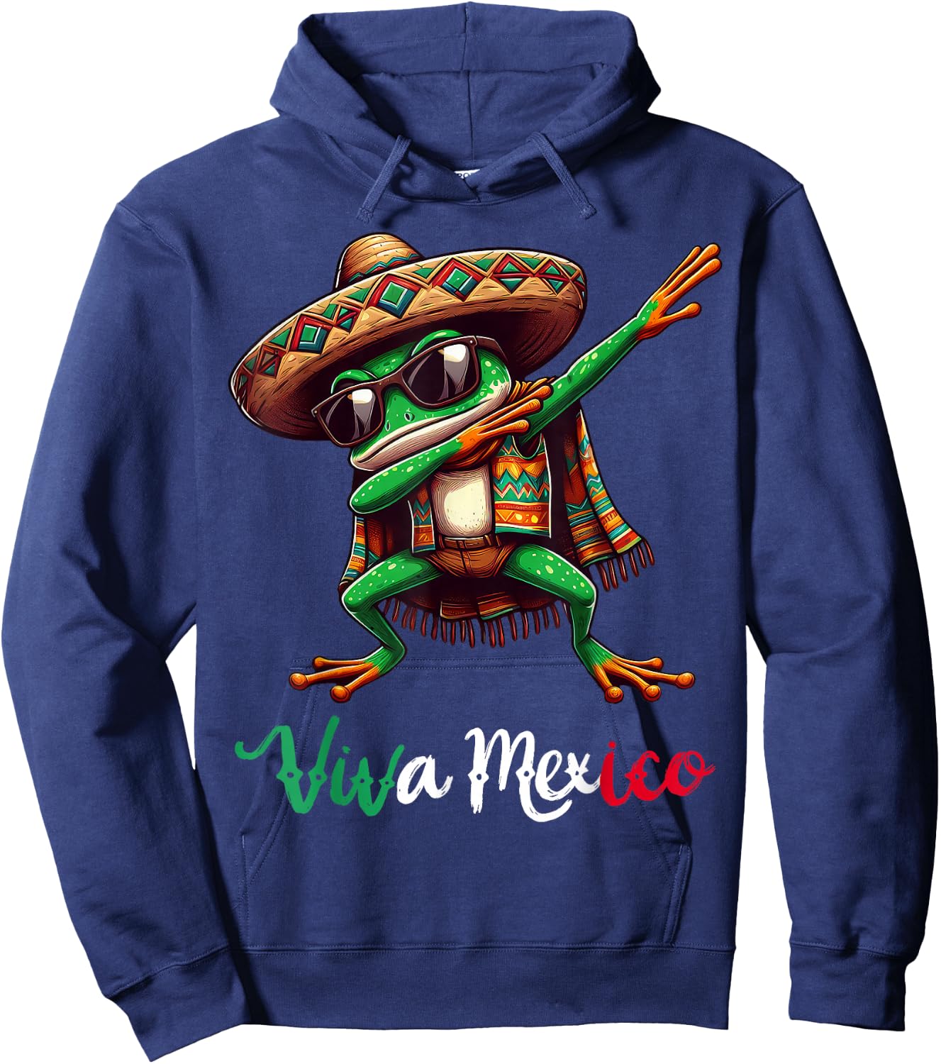 Viva Mexico Dabbing Frog Sombrero Mexican Party Hoodie - Hoodie | Navy