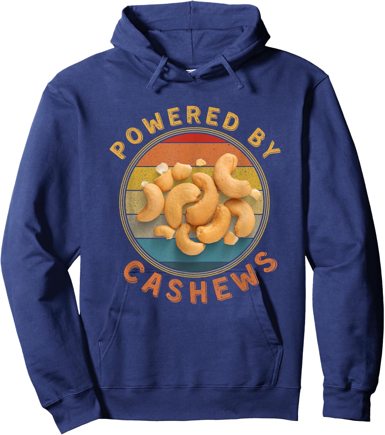 Powered By Cashews Funny Retro Cashew Nuts Lover Costume Hoodie - Hoodie | Navy