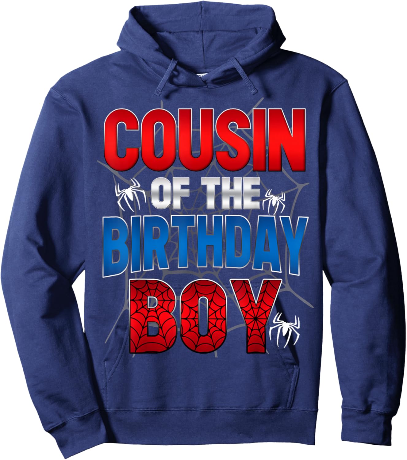 Cousin Of The Birthday Boy Shirt Matching Family Spider Web Hoodie - Hoodie | Navy